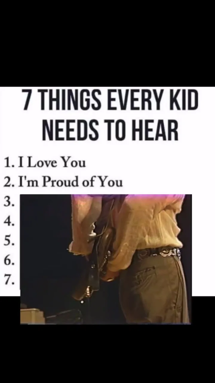 Emmitt DeWater onstage beneath the words Seven things every kid needs to hear