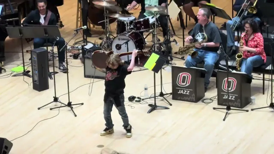 Emmitt DeWater performing Ruby Red with the UNO Jazz Camp faculty big band